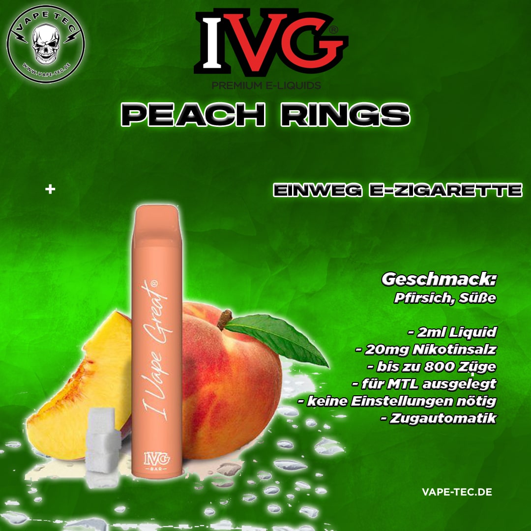 IVG BAR Einweg E-Zigarette Peach Rings 20mg