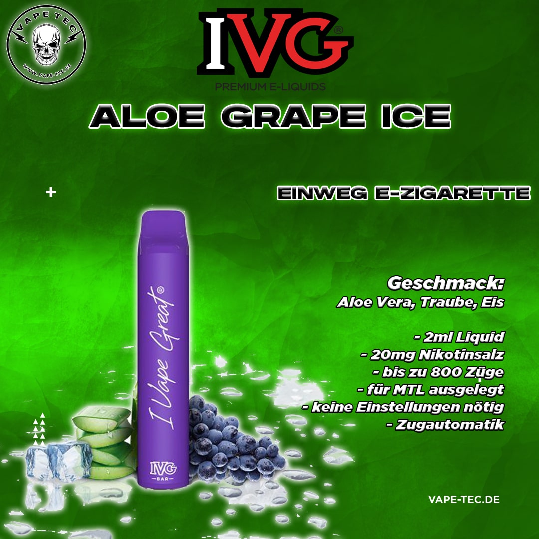 IVG BAR Einweg E-Zigarette Aloe Grape Ice 20mg