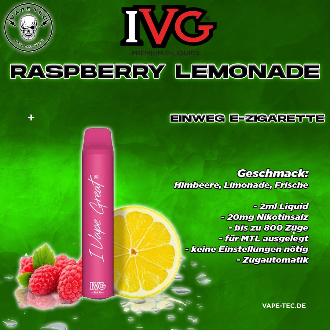 IVG BAR Einweg E-Zigarette Raspberry Lemonade 20mg
