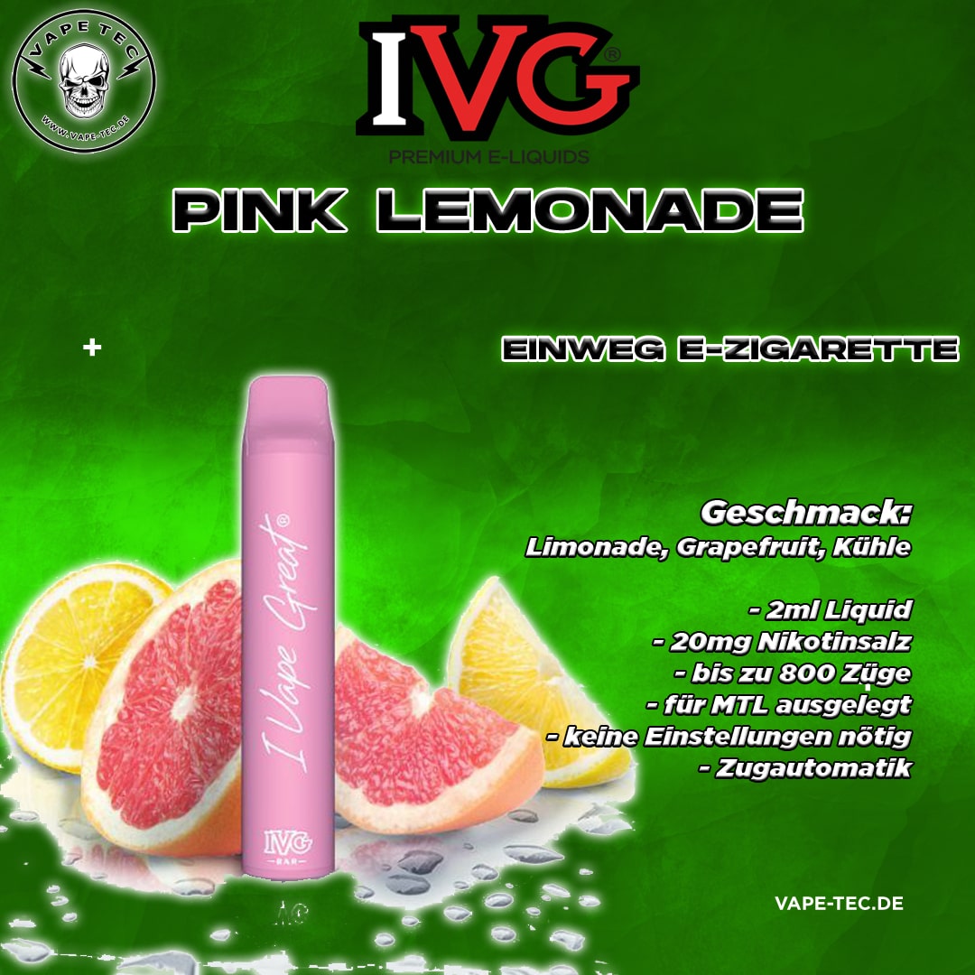 IVG BAR Einweg E-Zigarette Pink Lemonade 20mg